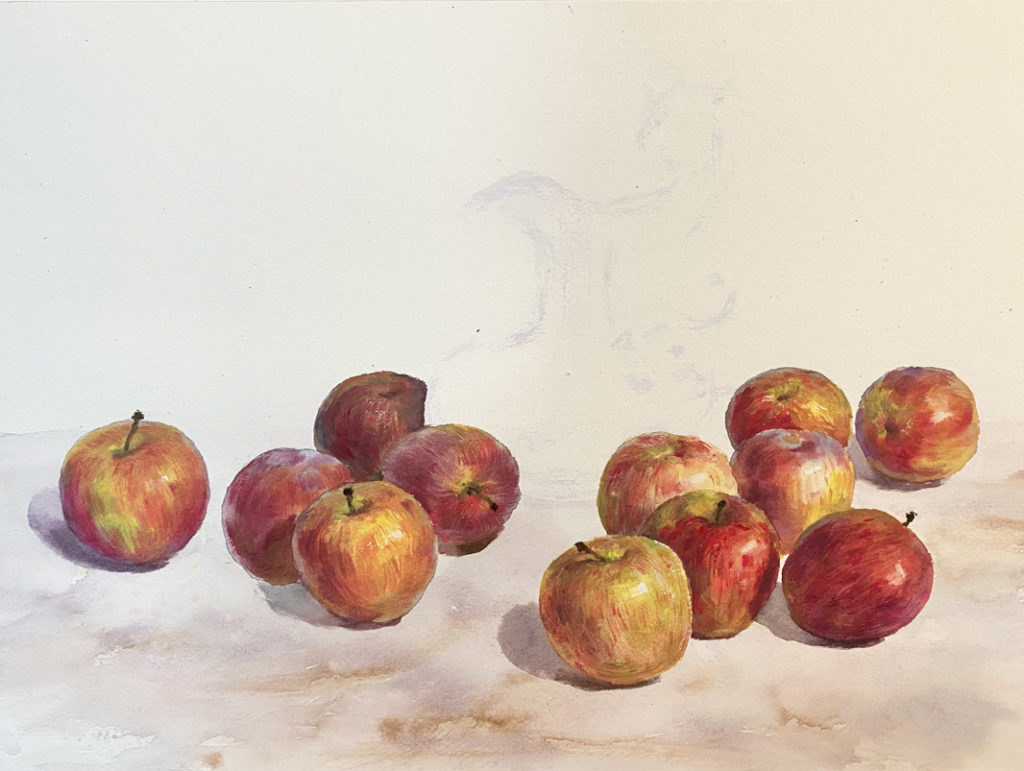水彩画家 東富有 水彩画でりんごを描く 水彩画家 Azumas