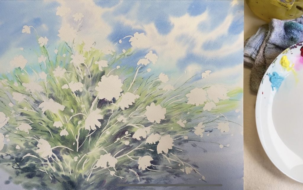 水彩画家 東有達 水彩画で秋桜を描く 水彩画家 Azumas