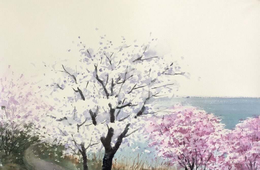 水彩画家 東富有 水彩画で桜を描く